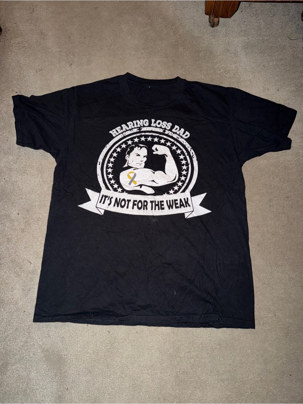 Gildan Black Short-Sleeve 'Hearing Loss Dad' Graphic Tee with Yellow Ribbon